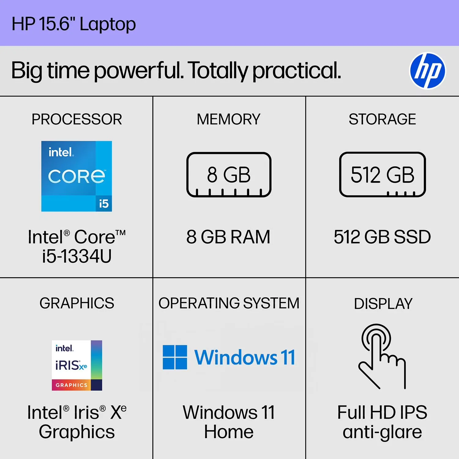 HP 15.6" FHD Touchscreen Laptop Intel Core i5 8GB RAM 512GB SSD 990402262 view 2