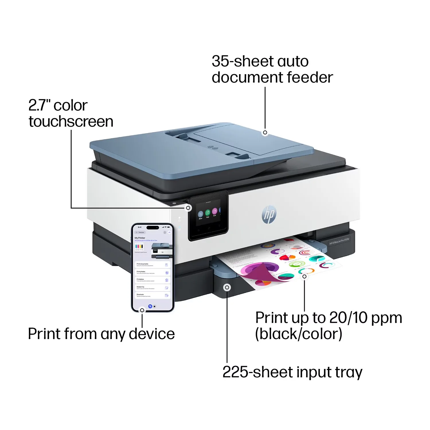 HP OfficeJet Pro 8128e Color Wireless All-in-One Printer with 1 Year Instant Ink view 2
